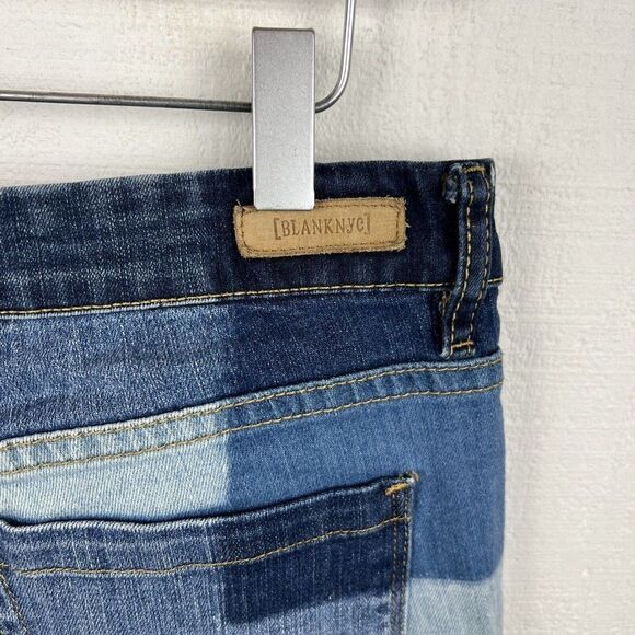 BlankNYC Shorts 29 Blue Patchwork Cutoff Mid Rise Denim Casual Cotton Blend - Picture 3 of 6
